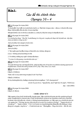 Tài liệu ôn thi học sinh giỏi Olympic Ngữ văn 10
